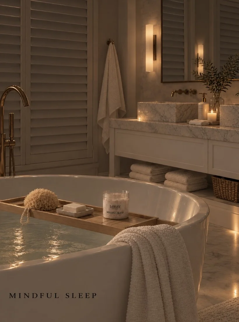 Calm bedroom setting with lavender pillow mist for sleep